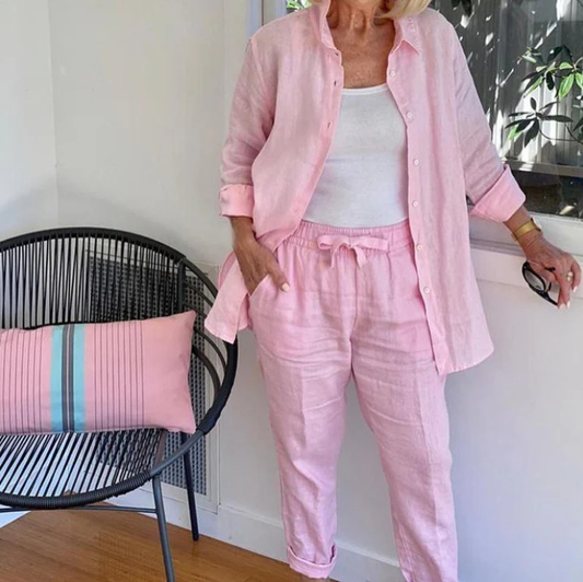 Relaxed Fit Blazer & Cropped Pants Set – 2 Piece Casual Suit