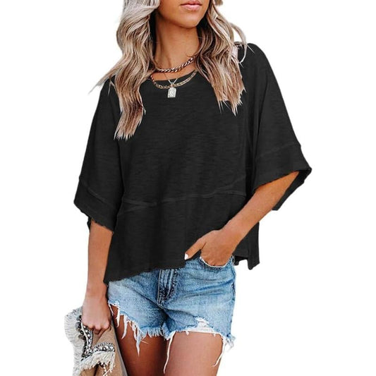 Lightweight Batwing Sleeve Tee – Crewneck, Relaxed Fit, Breathable