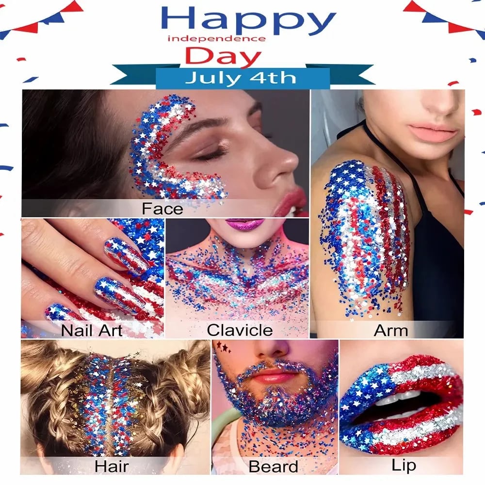 Patriotic Glitter Stick – Red, White & Blue