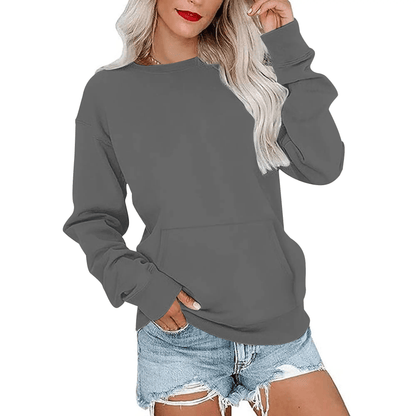 Hoodless Crewneck Sweatshirt – Kangaroo Pocket, Relaxed Fit, Lightweight Fleece