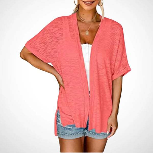 Lightweight Short Sleeve Cardigan – Open Front, Breathable Summer Layer