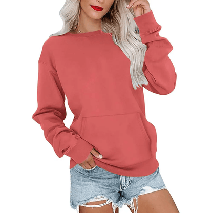 Hoodless Crewneck Sweatshirt – Kangaroo Pocket, Relaxed Fit, Lightweight Fleece