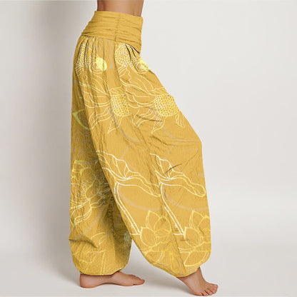 Lotus & Koi Cotton Harem Pants – Relaxed Wide-Leg Comfort