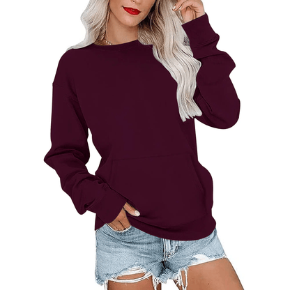 Hoodless Crewneck Sweatshirt – Kangaroo Pocket, Relaxed Fit, Lightweight Fleece