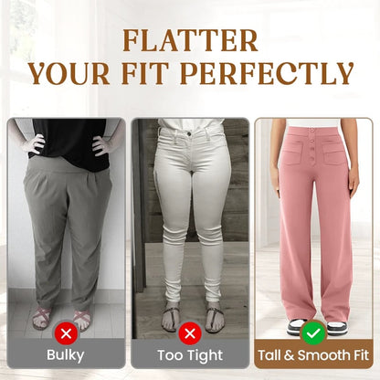 Women's High-Waisted Stretch Pants – Comfortable Straight Leg Everyday Trousers