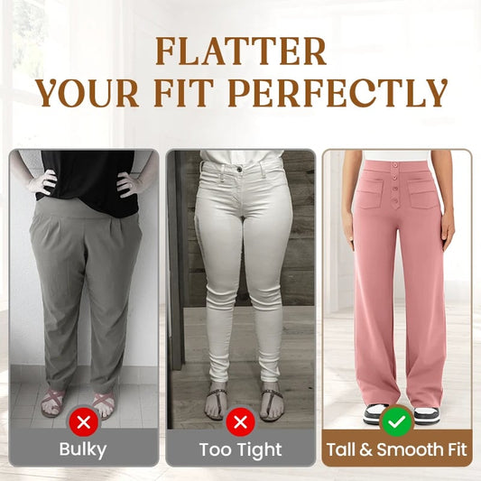 Women's High-Waisted Stretch Pants – Comfortable Straight Leg Everyday Trousers