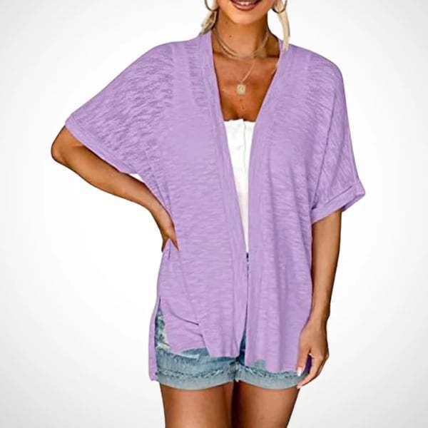 Lightweight Short Sleeve Cardigan – Open Front, Breathable Summer Layer