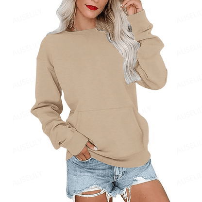 Hoodless Crewneck Sweatshirt – Kangaroo Pocket, Relaxed Fit, Lightweight Fleece