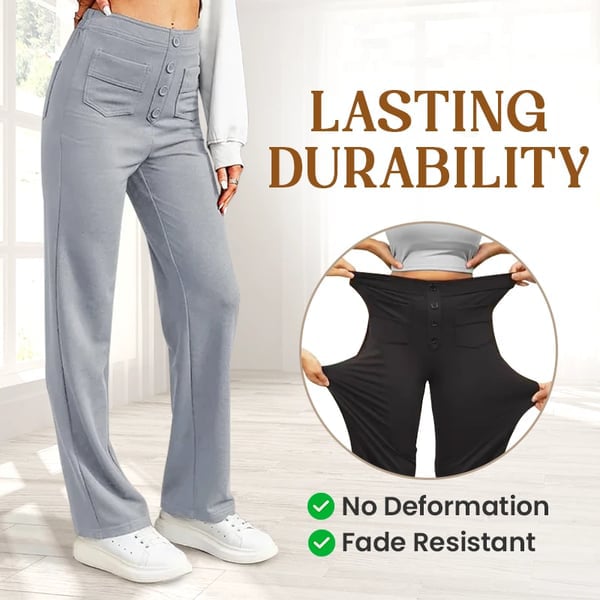 Women's High-Waisted Stretch Pants – Comfortable Straight Leg Everyday Trousers