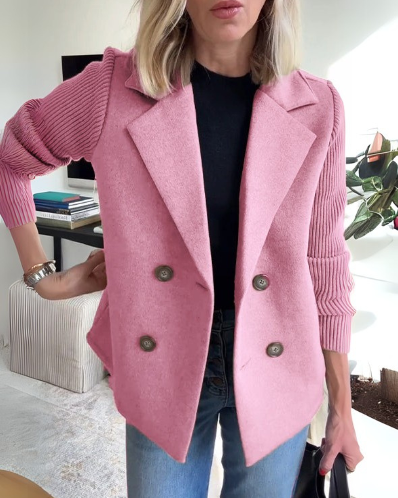 Women's Casual Double-Breasted Knit Blazer