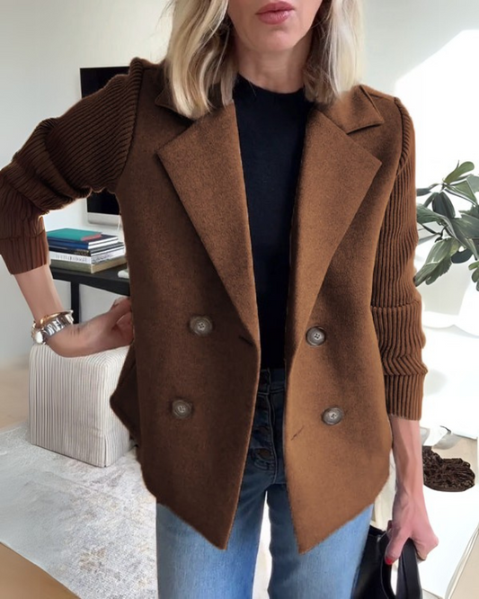 Women's Casual Double-Breasted Knit Blazer