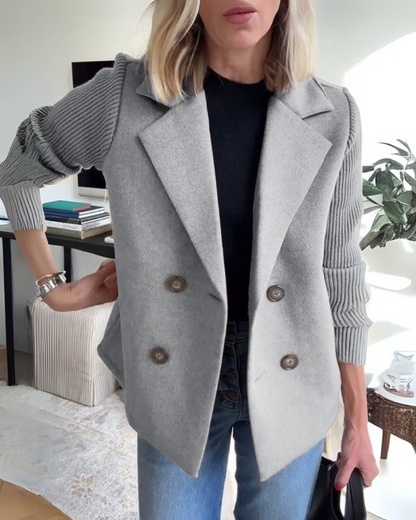 Women's Casual Double-Breasted Knit Blazer