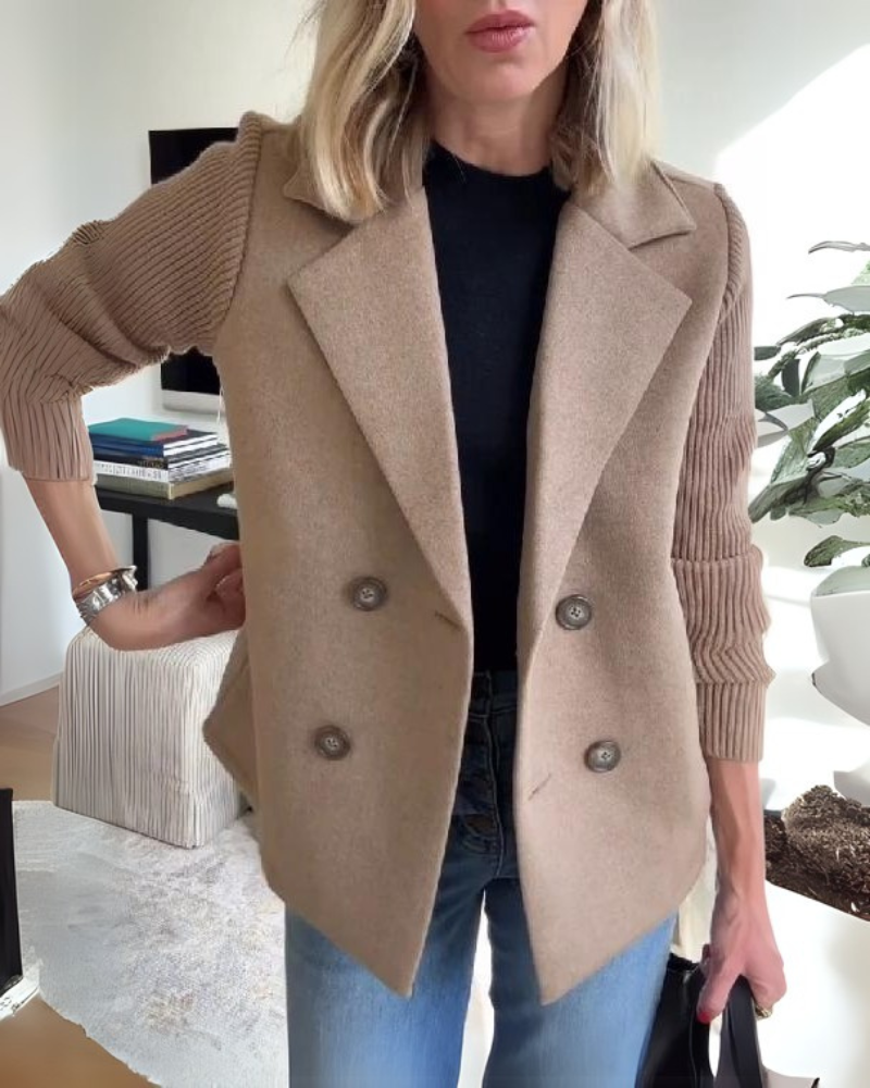Women's Casual Double-Breasted Knit Blazer