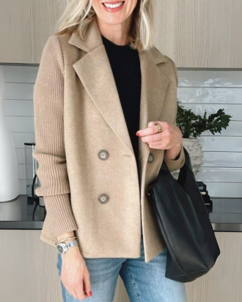 Women's Casual Double-Breasted Knit Blazer