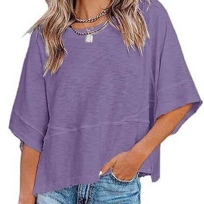 Lightweight Batwing Sleeve Tee – Crewneck, Relaxed Fit, Breathable