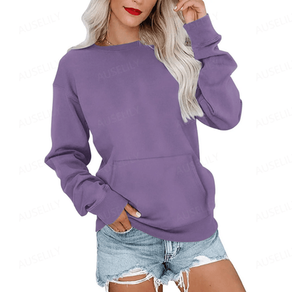Hoodless Crewneck Sweatshirt – Kangaroo Pocket, Relaxed Fit, Lightweight Fleece