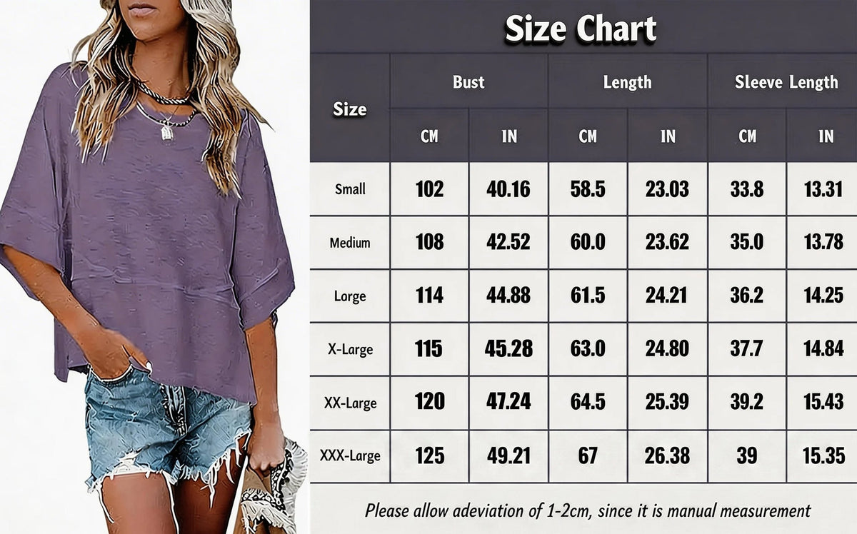 Lightweight Batwing Sleeve Tee – Crewneck, Relaxed Fit, Breathable