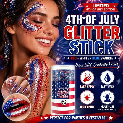 Patriotic Glitter Stick – Red, White & Blue