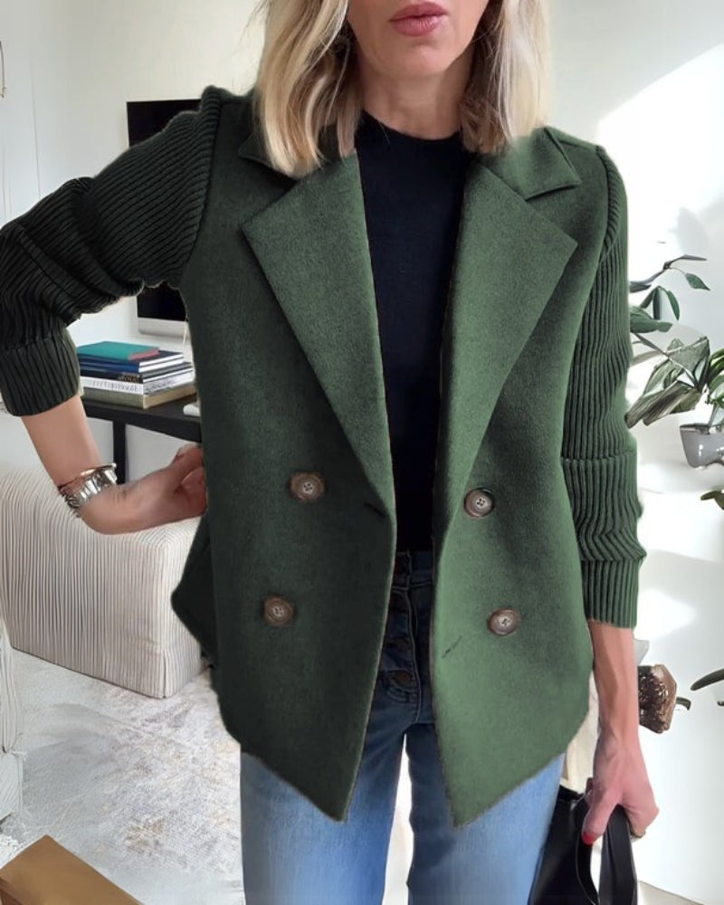 Women's Casual Double-Breasted Knit Blazer