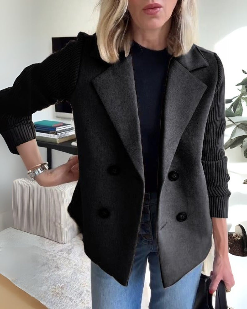 Women's Casual Double-Breasted Knit Blazer