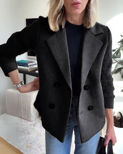 Women's Casual Double-Breasted Knit Blazer