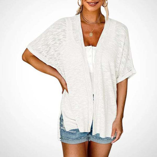 Lightweight Short Sleeve Cardigan – Open Front, Breathable Summer Layer