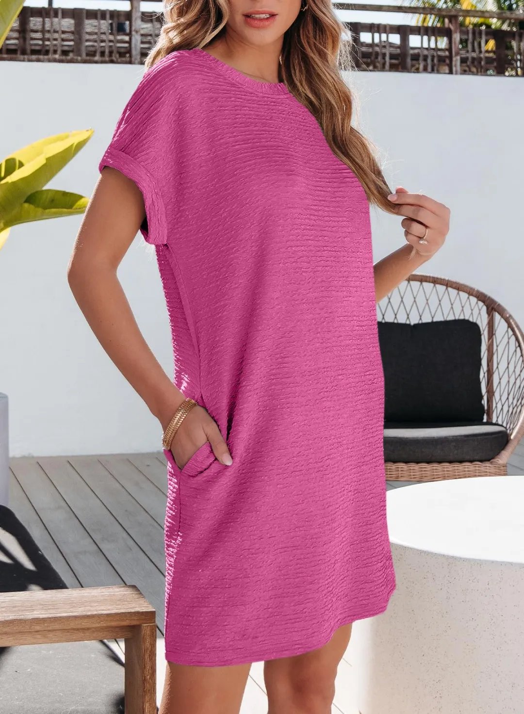 Striped V-Neck Midi Dress with Pockets – 2026 Summer Breathable Fabric