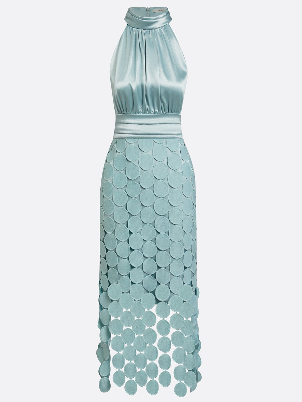 Women's Elegant Halter Neck Textured Midi Dress