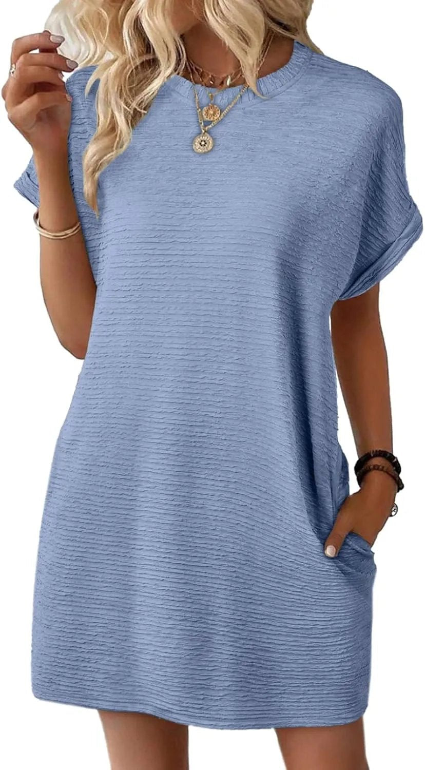 Striped V-Neck Midi Dress with Pockets – 2026 Summer Breathable Fabric