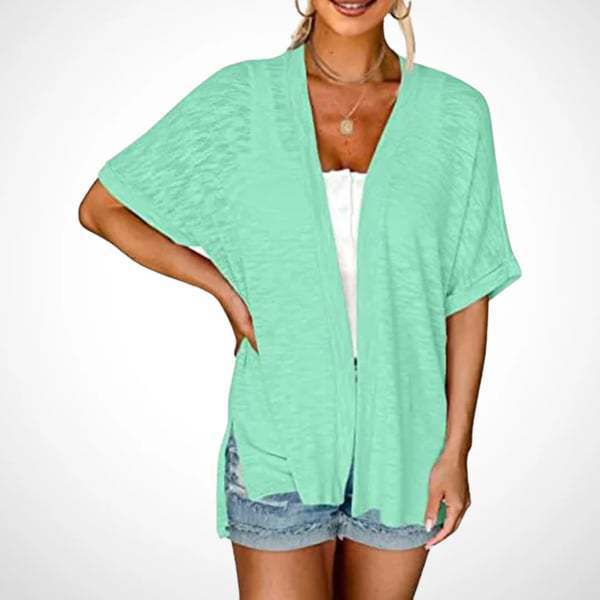 Lightweight Short Sleeve Cardigan – Open Front, Breathable Summer Layer