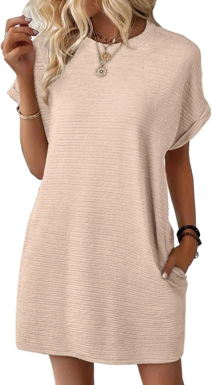 Striped V-Neck Midi Dress with Pockets – 2026 Summer Breathable Fabric