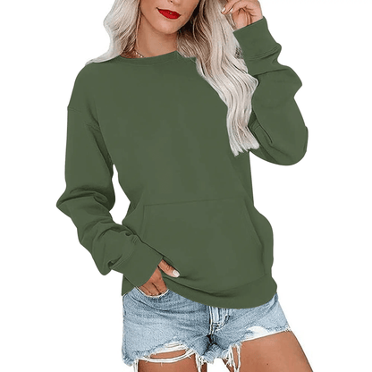 Hoodless Crewneck Sweatshirt – Kangaroo Pocket, Relaxed Fit, Lightweight Fleece