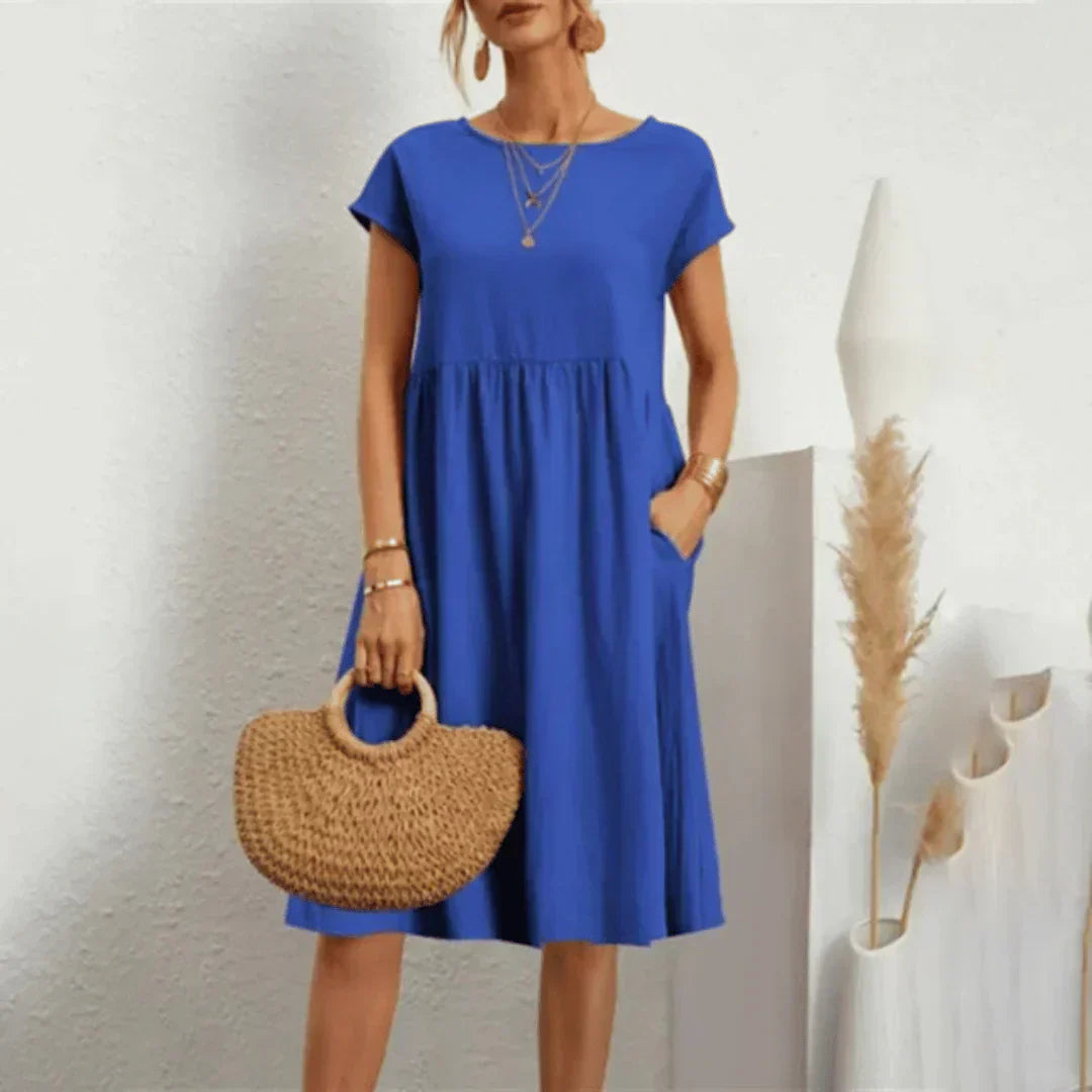 Tessie Floral Midi Dress — Cap Sleeve Women's A-Line Dress