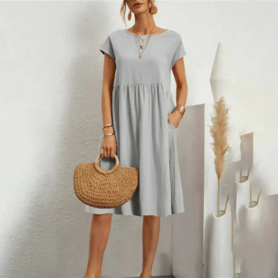 Tessie Floral Midi Dress — Cap Sleeve Women's A-Line Dress