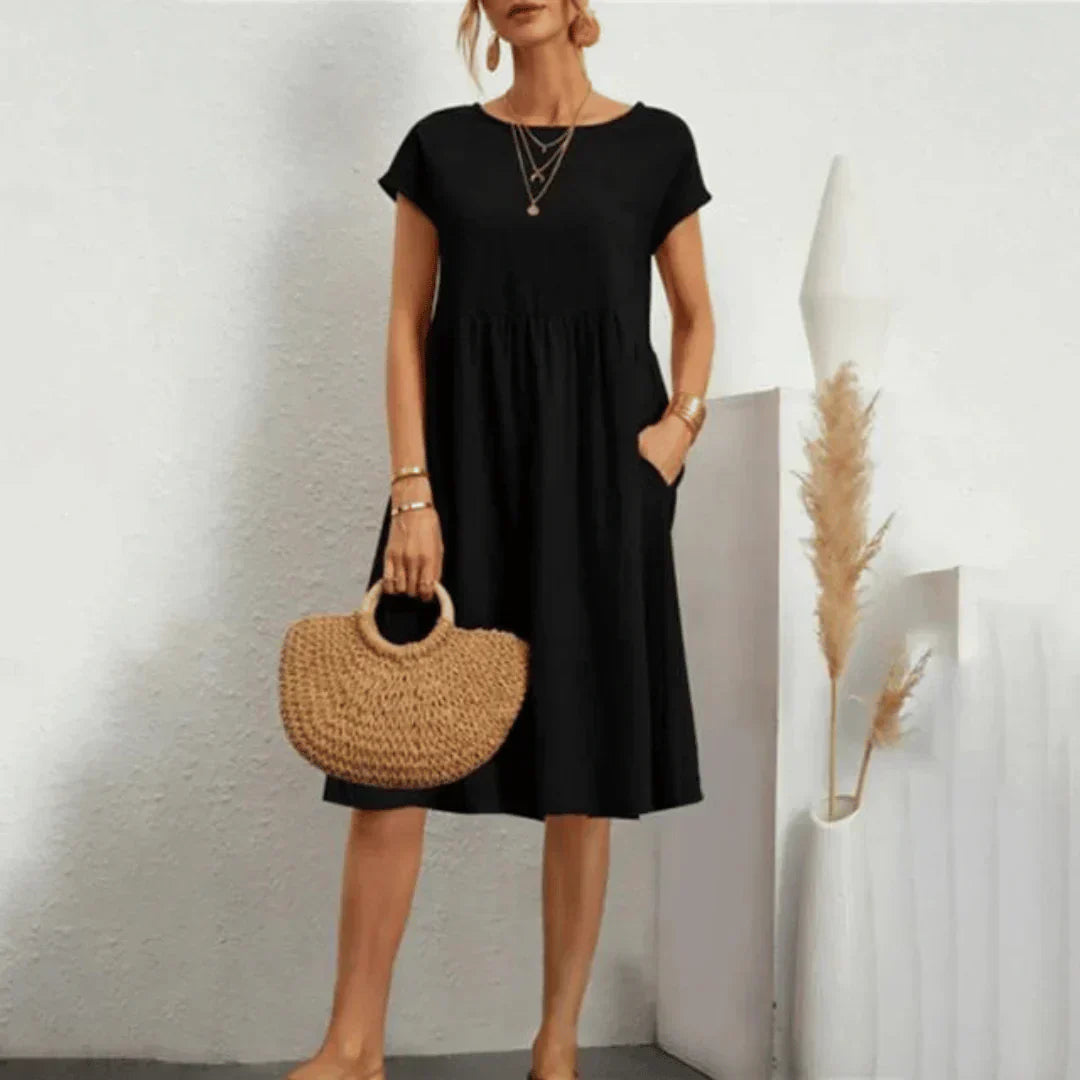 Tessie Floral Midi Dress — Cap Sleeve Women's A-Line Dress