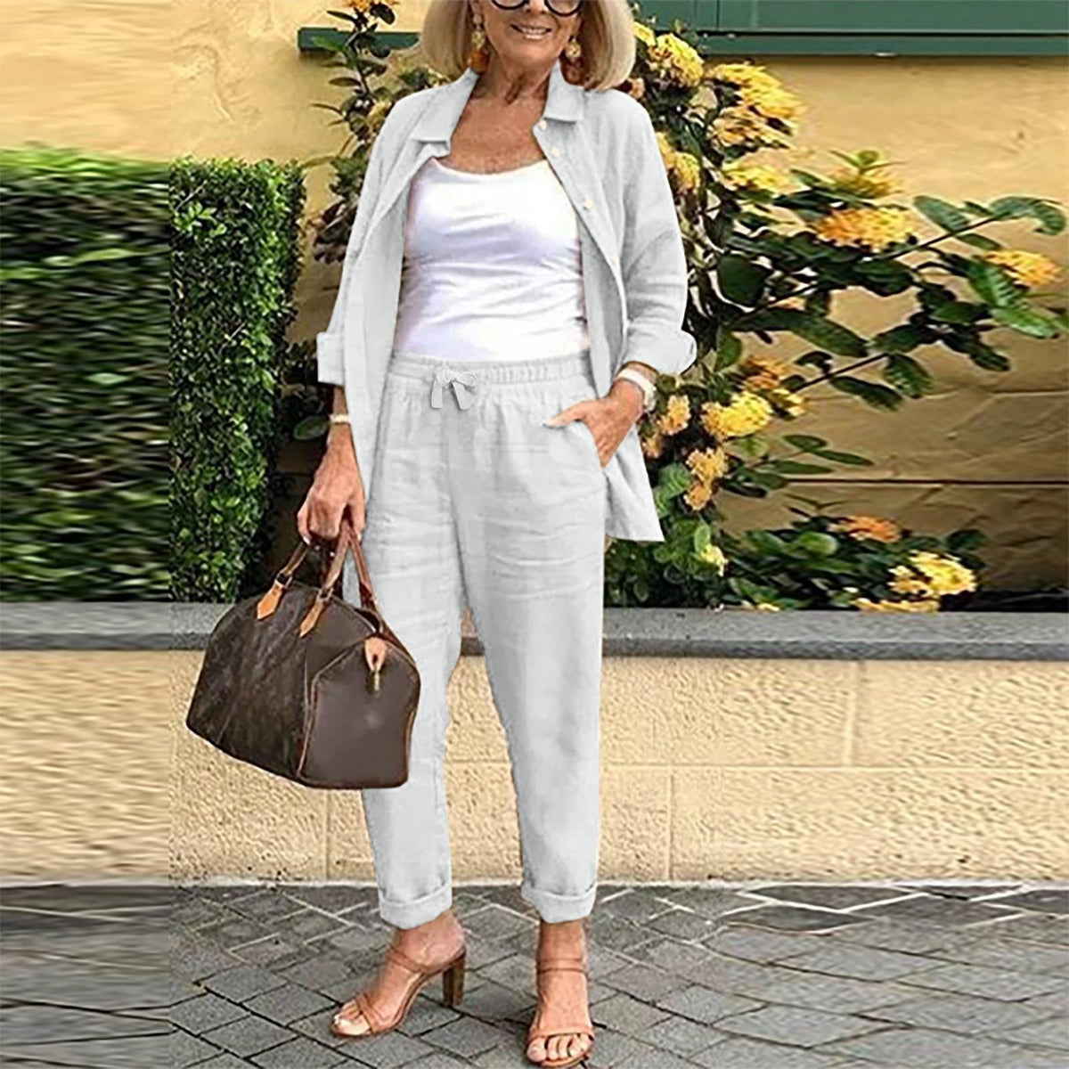 Relaxed Fit Blazer & Cropped Pants Set – 2 Piece Casual Suit