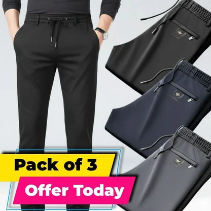 🎉 3-Pack Men's Premium Stretch Pants – Black + Grey + Navy