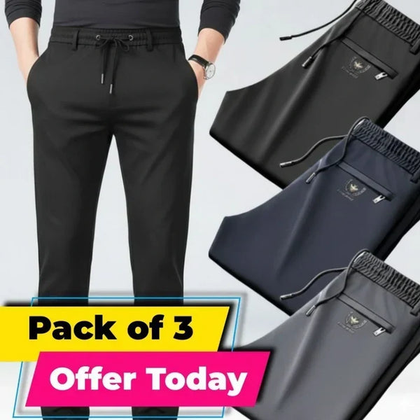 🎉 3-Pack Men's Premium Stretch Pants – Black + Grey + Navy