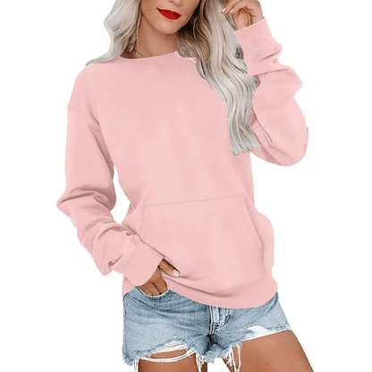 Hoodless Crewneck Sweatshirt – Kangaroo Pocket, Relaxed Fit, Lightweight Fleece