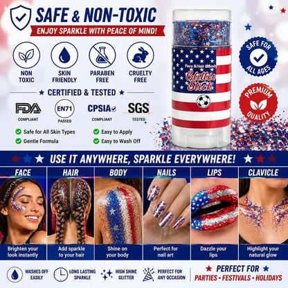 Patriotic Glitter Stick – Red, White & Blue