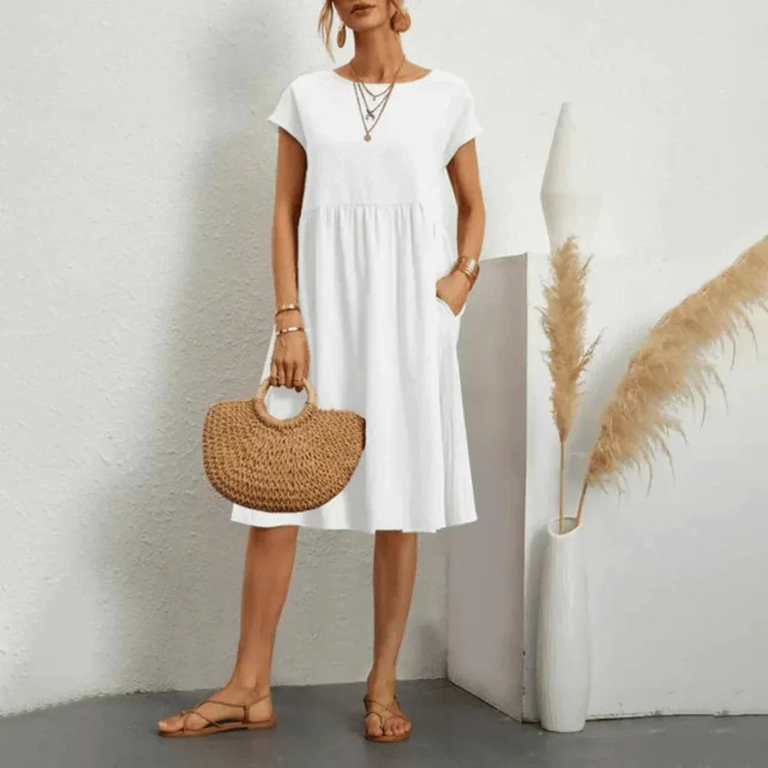 Tessie Floral Midi Dress — Cap Sleeve Women's A-Line Dress