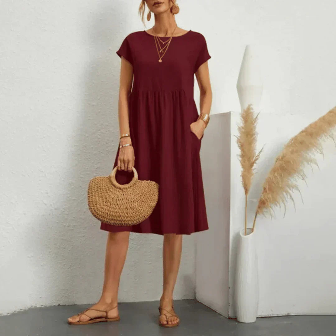 Tessie Floral Midi Dress — Cap Sleeve Women's A-Line Dress