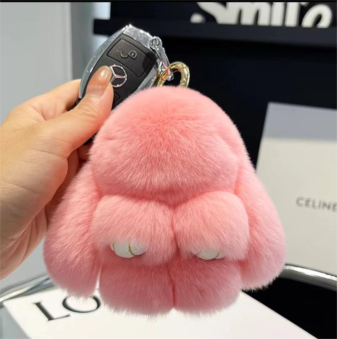 Handmade Plush Bunny Keychain – Soft Velvet Charm, Gift-Ready