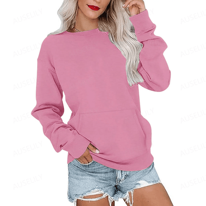 Hoodless Crewneck Sweatshirt – Kangaroo Pocket, Relaxed Fit, Lightweight Fleece