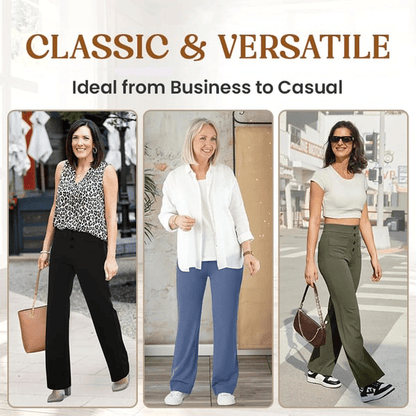 Women's High-Waisted Stretch Pants – Comfortable Straight Leg Everyday Trousers