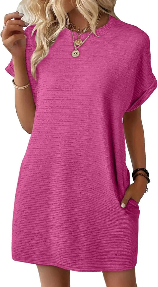 Striped V-Neck Midi Dress with Pockets – 2026 Summer Breathable Fabric