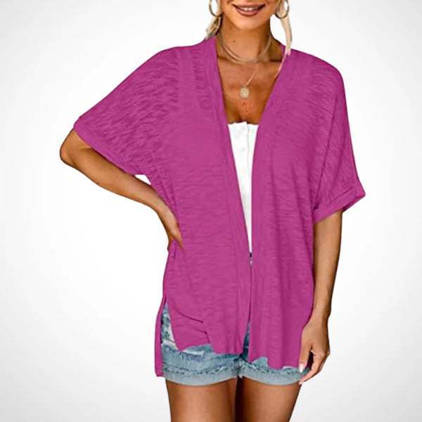 Lightweight Short Sleeve Cardigan – Open Front, Breathable Summer Layer