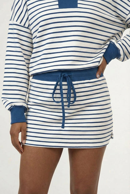 Striped Polo Skort Set – Collared Top & Built-in Shorts