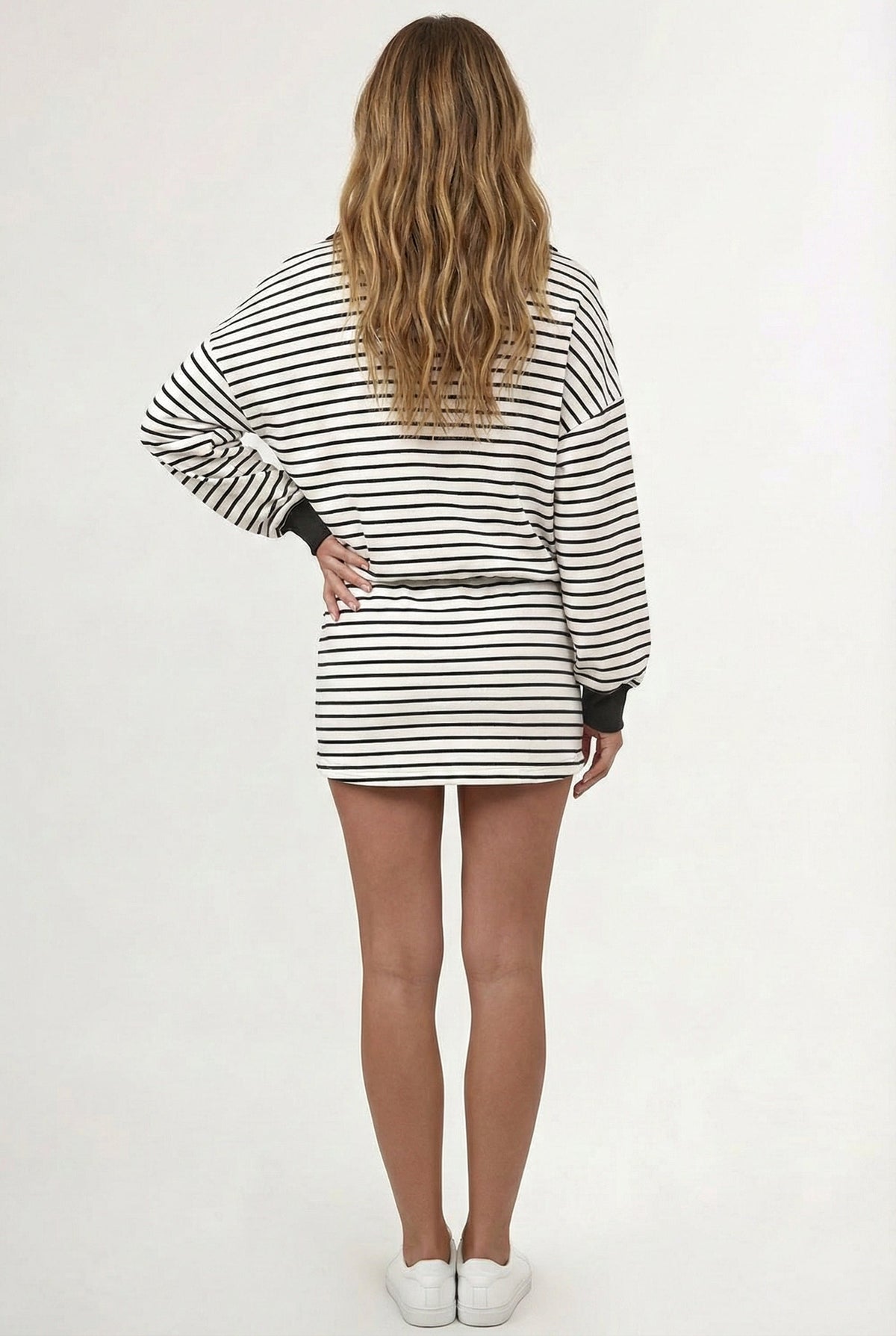Striped Polo Skort Set – Collared Top & Built-in Shorts