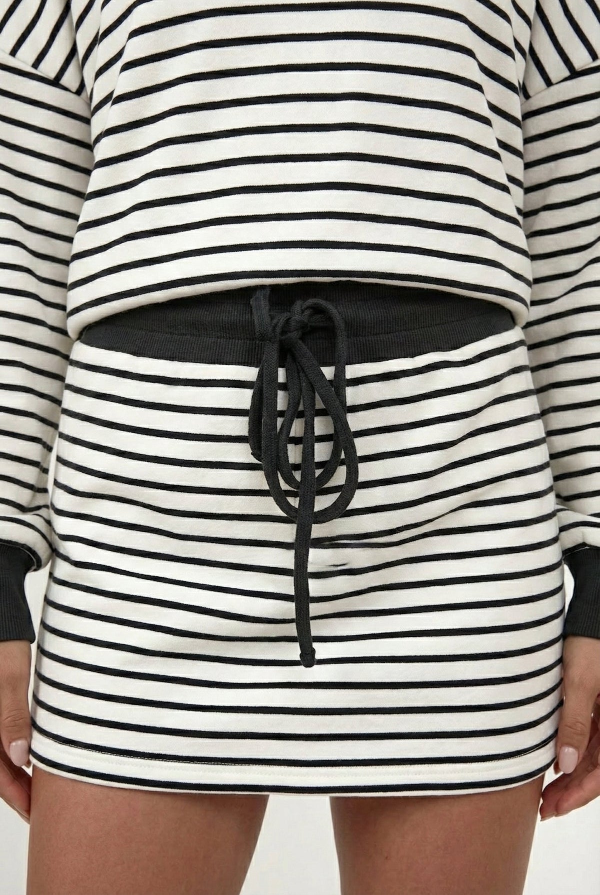 Striped Polo Skort Set – Collared Top & Built-in Shorts